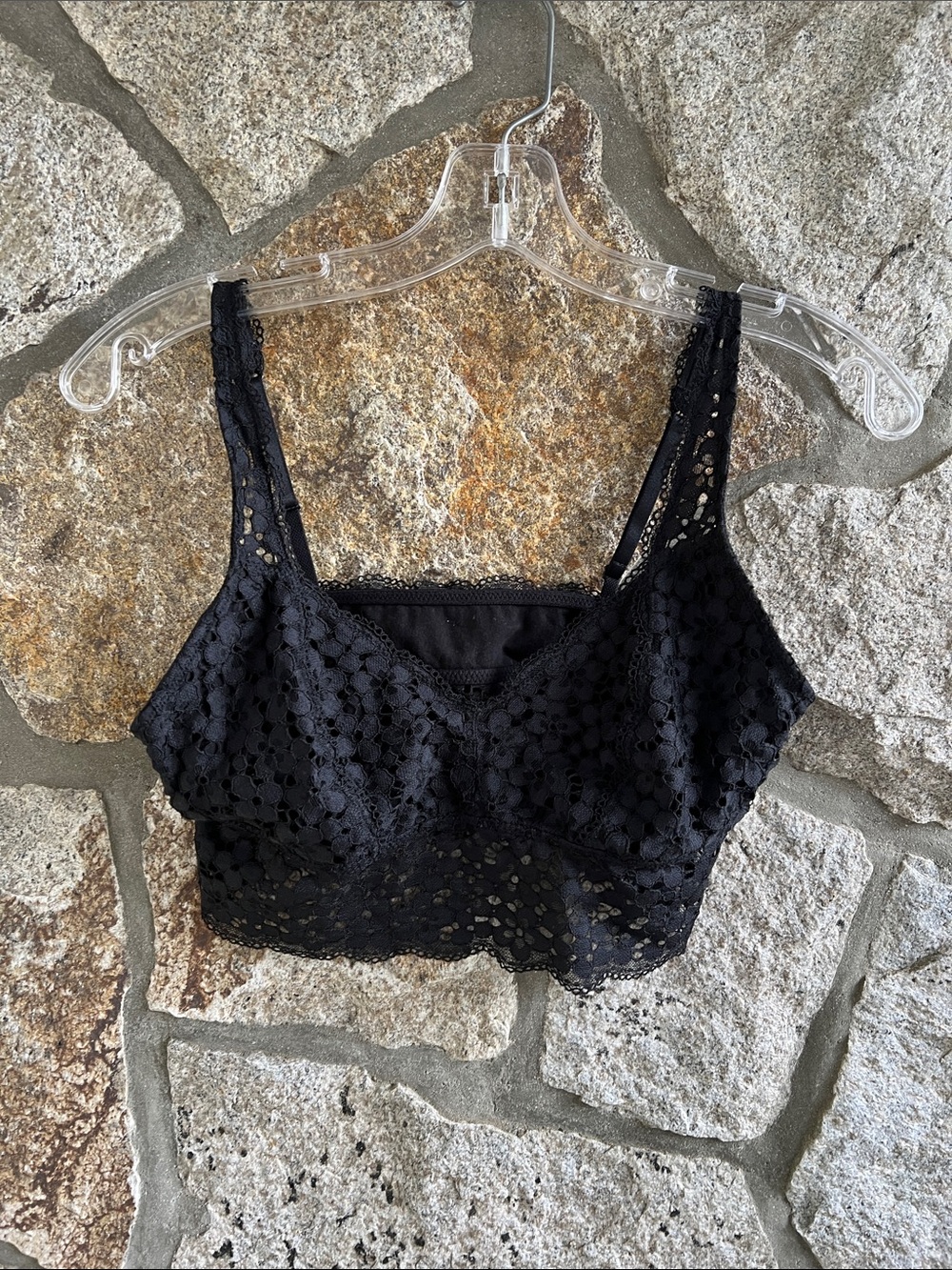 aerie Black Lace Cropped Bralette